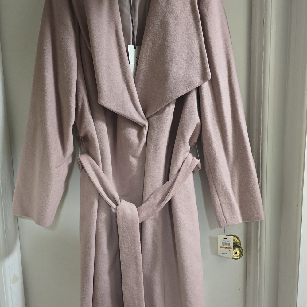 Cole Haan Women's Soft Pink Belted Pea Coat - Picture 4 of 4